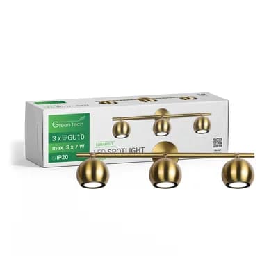 LED spot svjetiljka Green Tech, GU10 X 3 kom, zlatna boja