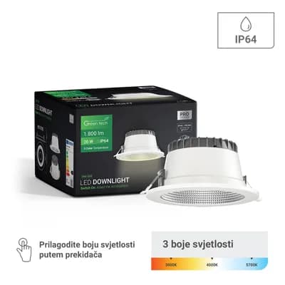 LED downlight Green Tech 20W, 3CCT, promjer 145-155 mm