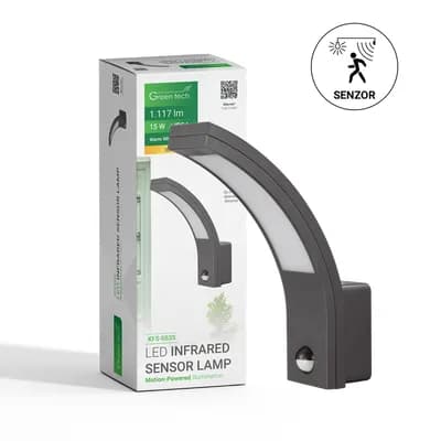 LED zidna svjetiljka sa senzorom Green Tech 15W, 3000K, crna boja