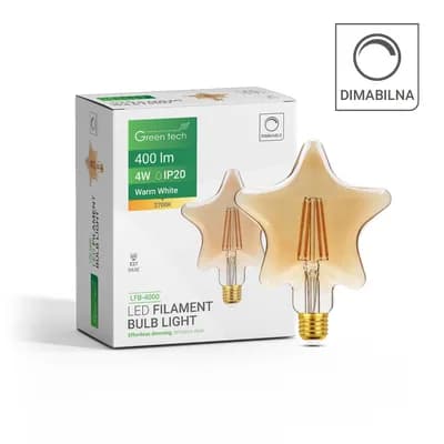 LED filament žarulja Green Tech 4W, 2700K, E27, AC220V, amber, dimabilna