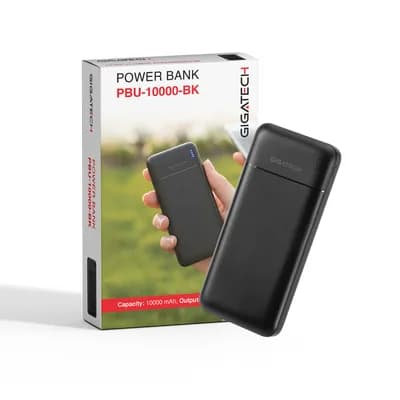 Power bank Gigatech 10000 mAh, USB izlazi, crni