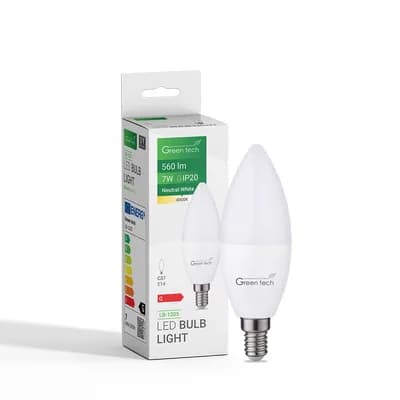 LED žarulja Green Tech 7W, 4000K, E14, C37, IP20, Sanan chip
