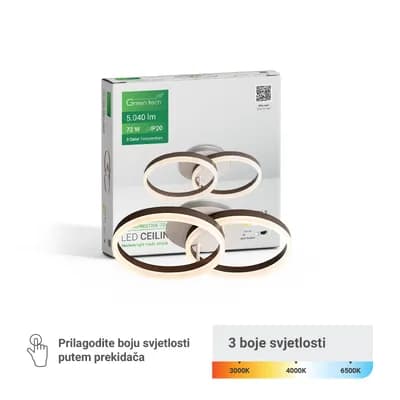 Stropna dekorativna svjetiljka Green Tech 72W, 3CCT