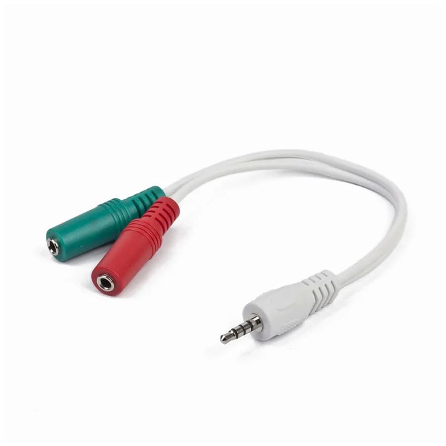 Gembird audio adapter za slušalice 3,5mm 4pin to 2x 3,5 mm 3pin (mic/slušalice), white, CCA-417W
