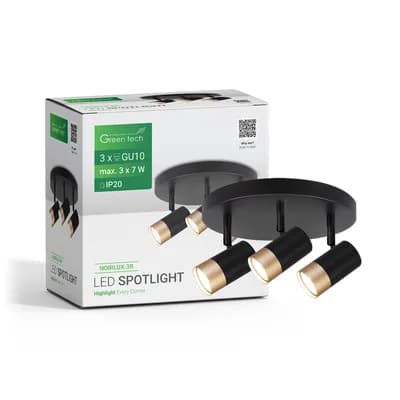 LED spot svjetiljka Green Tech, GU10 X 3 kom, crno-zlatna boja