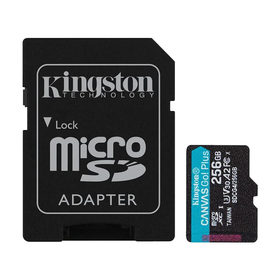Micro SDXC card Kingston 256GB Canvas GoPlus Gen.4 200MB/s A2 U3 V30 Card + Adapter SDCG4/256GB
