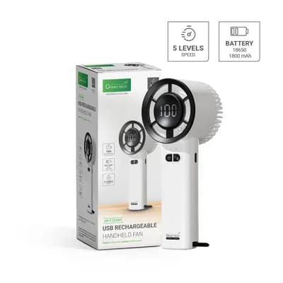 Prijenosni ventilator Green Tech, 3.6W, bijeli, sa USB punjenjem