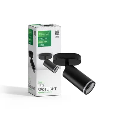 LED spot svjetiljka Green Tech, GU10 X 1 kom, crna boja