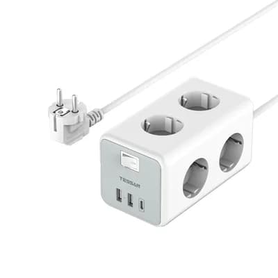 Produžni kabel Tessan TS-306-C, 6x AC, 2x USB-A, 1x USB-C, 2m, 15W