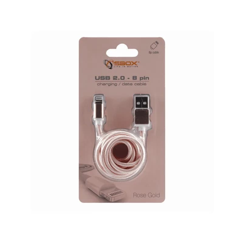 SBOX kabal USB - IPH.7 M/M 1,5M BLISTER Zlatno Roza