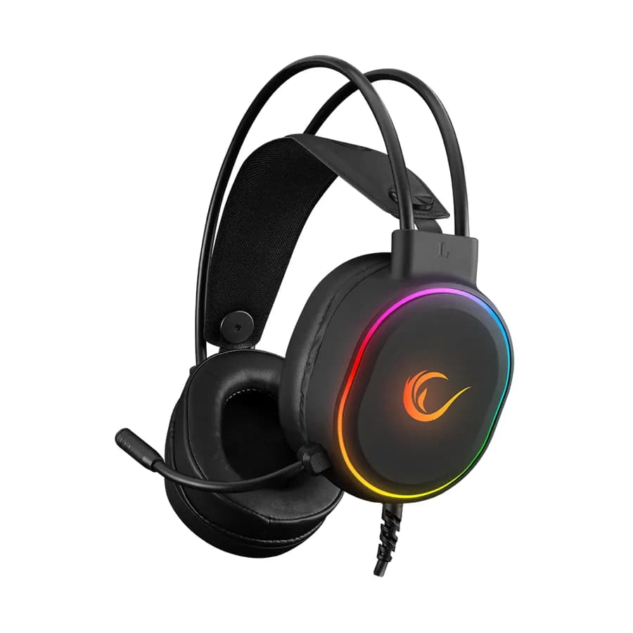 Slušalice sa mikrofonom gaming RAMPAGE ROGUE BLACK USB RGB Led Gaming Headset with Long flexible Microphone. In Line Control, 36162