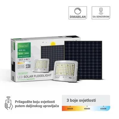 LED solarni reflektor Green Tech 50W, 3CCT, IP65