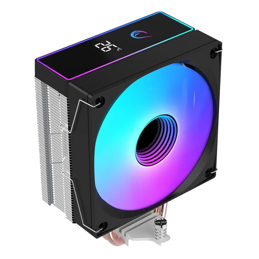 CPU hladnjak RAMPAGE OCTAGON B70 Black 63CFM 12cm ARGB Temperature Display AM5/LGA1700 Compatible Air Cooled CPU Fan, 42541