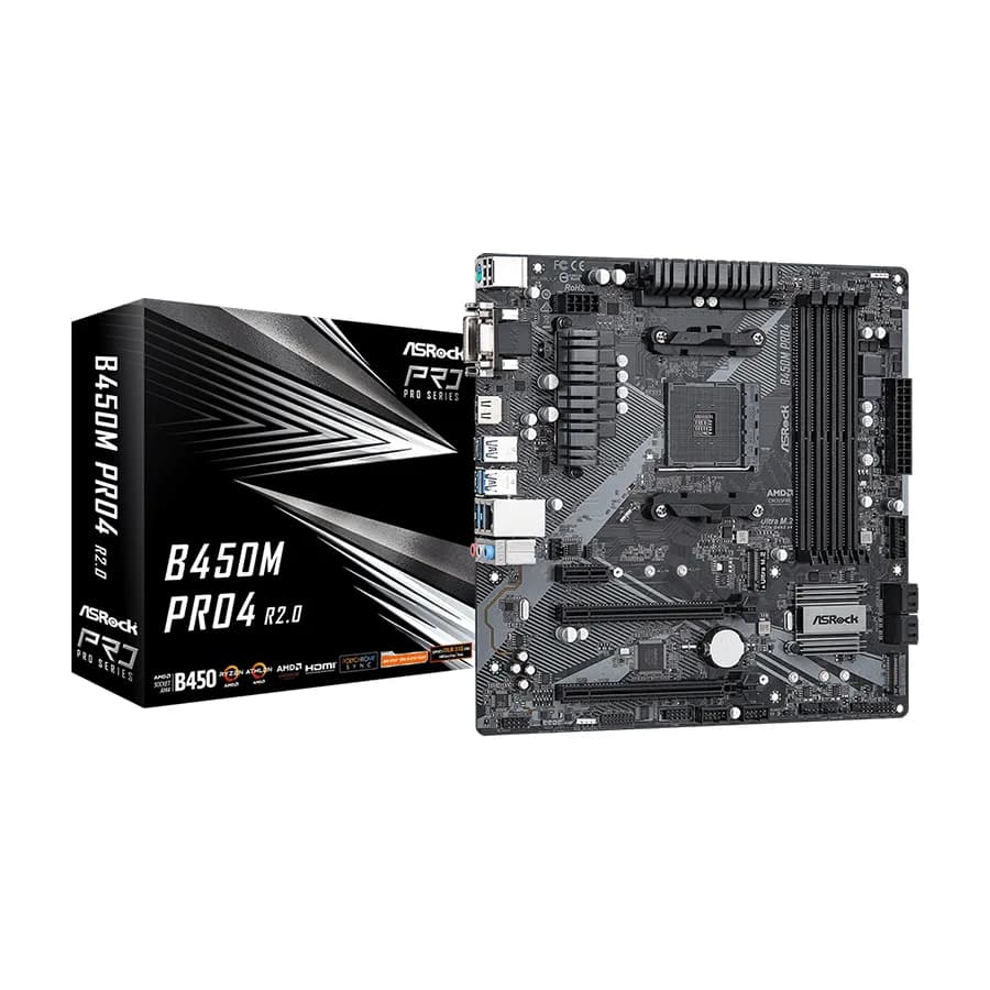 ASRock MB B450M PRO4 R2.0 AMD B450;AM4;4xDDR4 m.2,VGA,DVI,HDMI,micro ATX