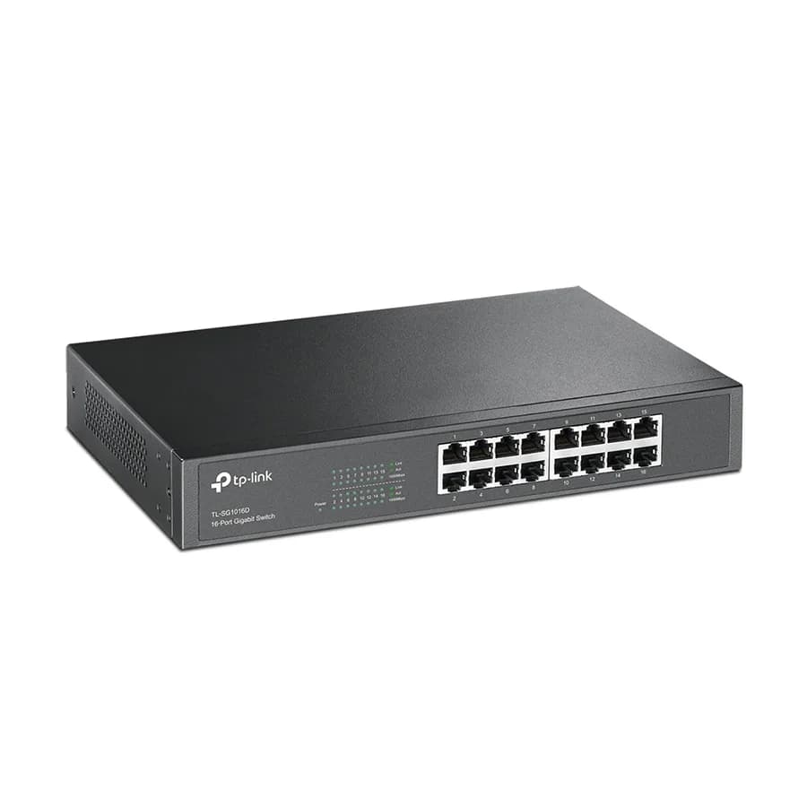 SWITCH TP- LINK 16 port Gigabit Desktop/Rackmount, 1U 13-inch steel case, supports MAC address self-learning, AUTO MDI/MDIX, JUMBO Frame TL-SG1016D