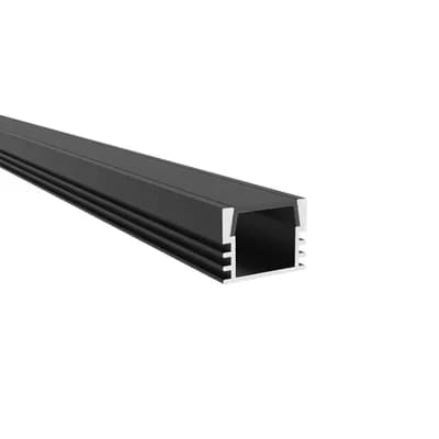 Aluminijski profil Green Tech 16x12x2000 mm, nadgradni, crni, pokrov crni