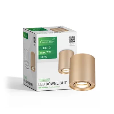 Nadgradna svjetiljka Green Tech, zlatna boja, grlo GU10