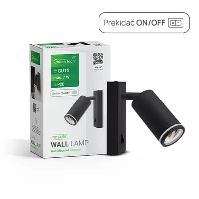 Zidna svjetiljka Green Tech, grlo GU10, IP20, crna boja