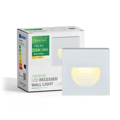 LED ugradna zidna svjetiljka Green Tech 1,5W, 3000K IP20, bijela