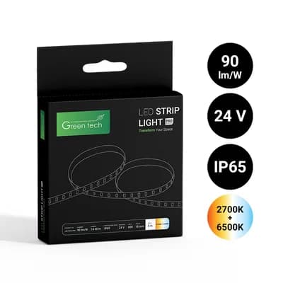 LED traka Green Tech COBCTA 608 LED, 10 mm, 14 W/m, 2700K+6500K, DC 24V, IP65