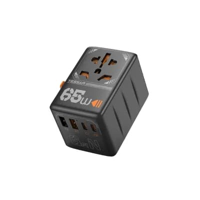 Putni adapter Tessan TS-WTA03, 2x USB-A, 2x USB-C, PD 65W, univerzalni, crni