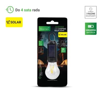 LED SOLARNA kamping žarulja Green Tech, 3W, 3000K, 100 lm, 8/1