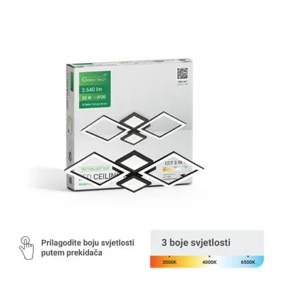 Stropna dekorativna svjetiljka Green Tech 52W, 3CCT