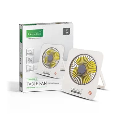 Ventilator stolni Green Tech, 1.5W, bijeli, sa USB punjenjem