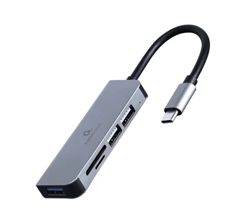 USB HUB GEMBIRD Type-C 3-port USB hub USB3.1 + USB 2.0 with card reader, UHB-CM-CRU3P1U2P2-01