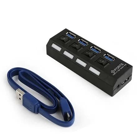 USB 3.0 HUB sa prekidacima GEMBIRD UHB-U3P4-22, 4 port, LED indikator, black, sa strujnim adapterom