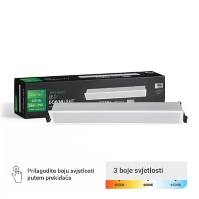 LED downlight Green Tech 20W, 3 CCT, pravokutni