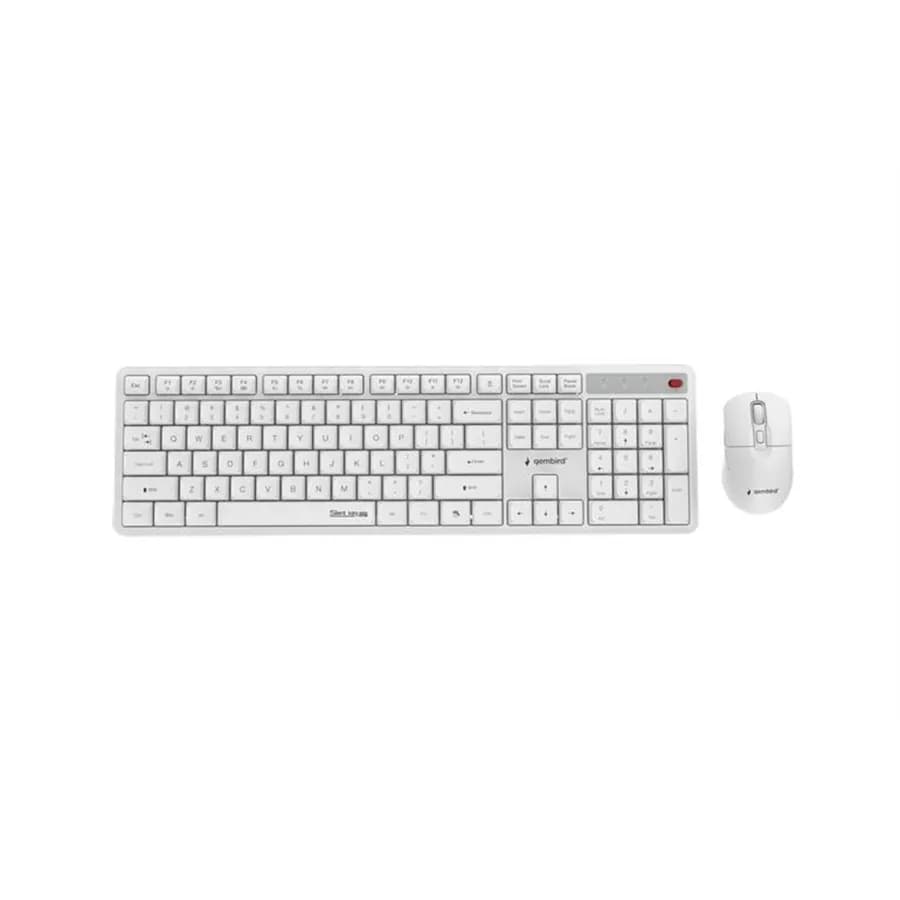Tastatura + miš wireless GEMBIRD KBS-WMS-01-W, Silent key Pro Business desktop set, white, US layout