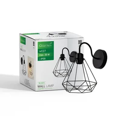LED zidna svjetiljka Green Tech E27 x 1 kom, crna boja
