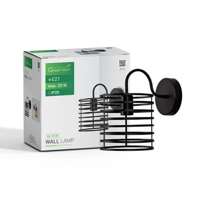 LED zidna svjetiljka Green Tech E27 x 1 kom, crna boja