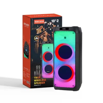 Zvučnik NDR-1610 (FM/USB/TF/bluetooth/TWS) 2 x 10" karaoke s 2 wireless mikrof.