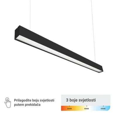 LED linearna svjetiljka Green Tech 40W, 3CCT, IP40, 120 cm, crna boja