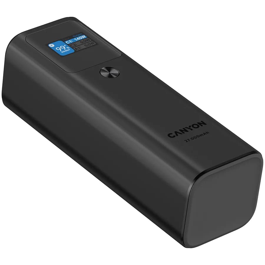 CANYON power bank PB-2010 TFT 27000 mAh 97.2Wh PD140W QC 3.0 Tamno sivi