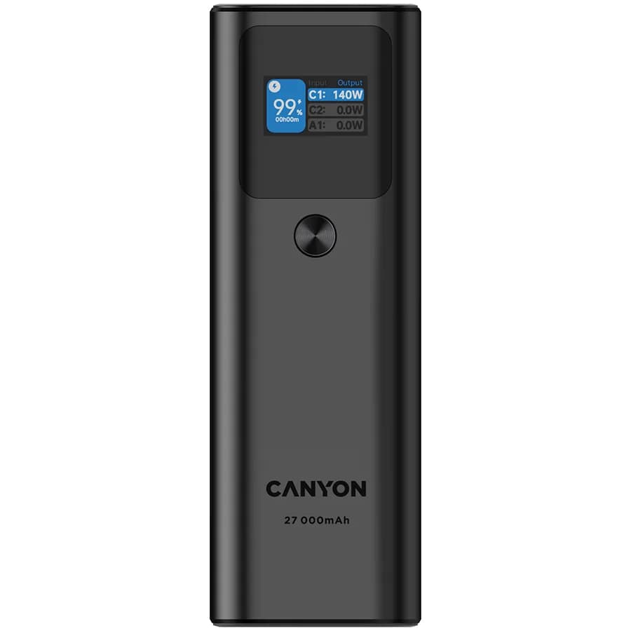 CANYON power bank PB-2010 TFT 27000 mAh 97.2Wh PD140W QC 3.0 Tamno sivi