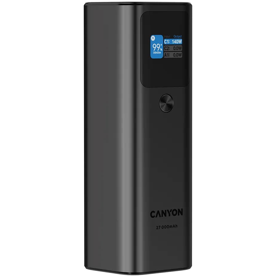 CANYON power bank PB-2010 TFT 27000 mAh 97.2Wh PD140W QC 3.0 Tamno sivi