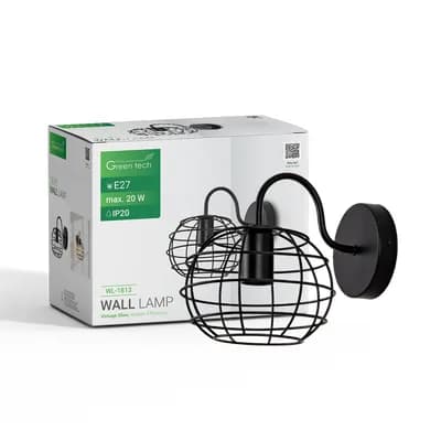 LED zidna svjetiljka Green Tech E27 x 1 kom, crna boja