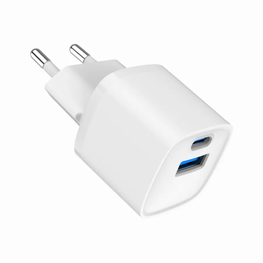 USB punjač 1xType-C + 1xUSB-A fast charger, 20W, white, GEMBIRD, TA-UC-PDQC20-W-01