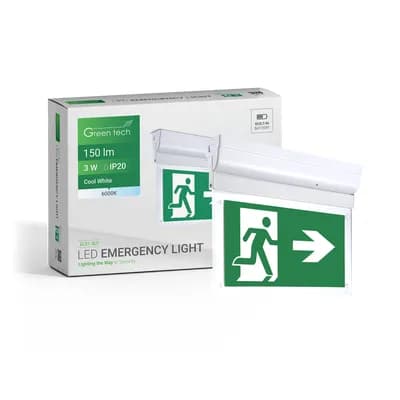 LED svjetiljka za nužnu rasvjetu Green Tech 3W, 6000K, stropna/zidna
