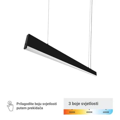 LED linearna svjetiljka Green Tech 40W, 3CCT, IP40, 120 cm, crna boja