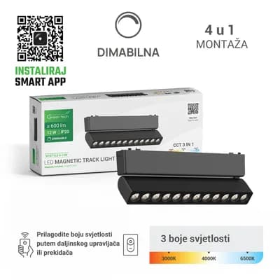 LED magnetna svjetiljka Green Tech "MYSTYLE" 12W, 3CCT, Dim./ Smart Lamp APP