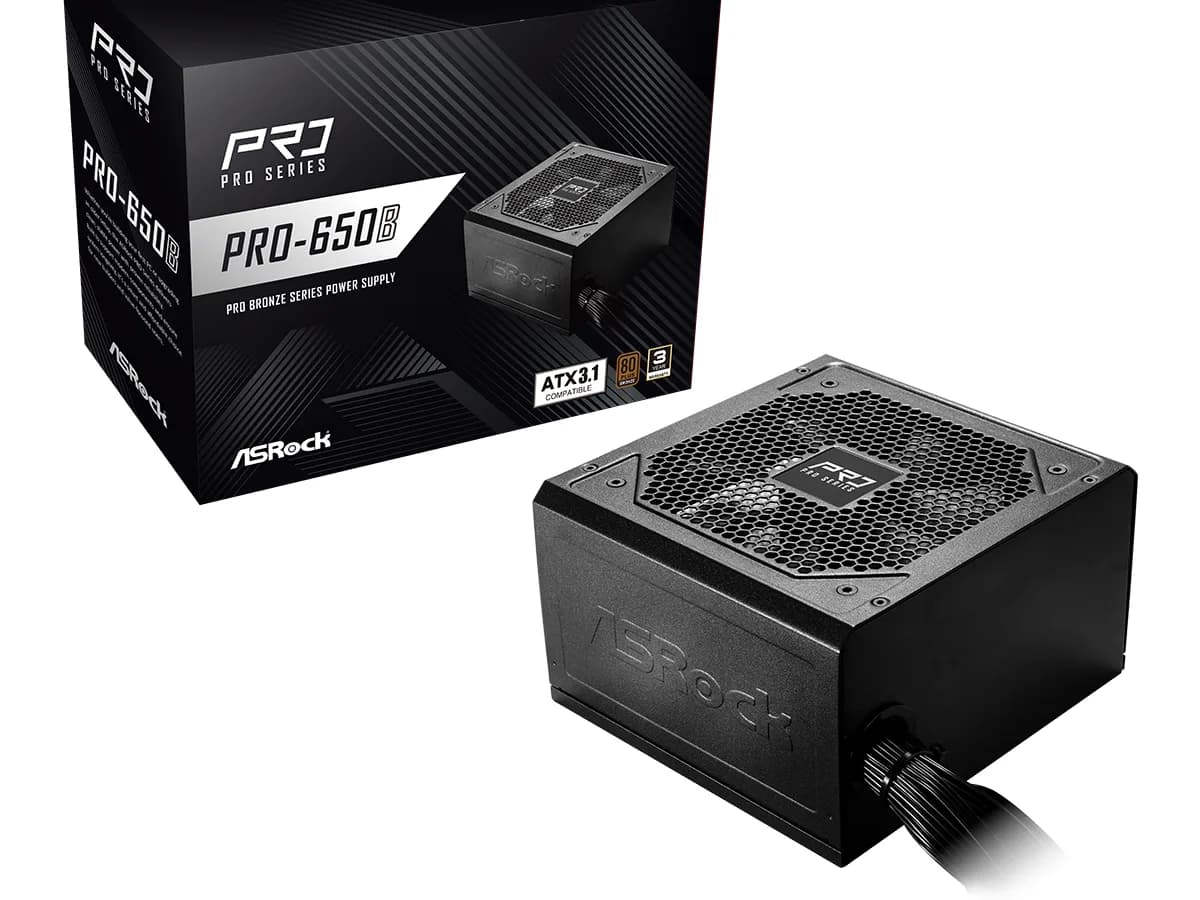 Asrock PSU 650W Bronze, Pro80PLUS, 120mm fan, ATX 3.1PCIe 5.1