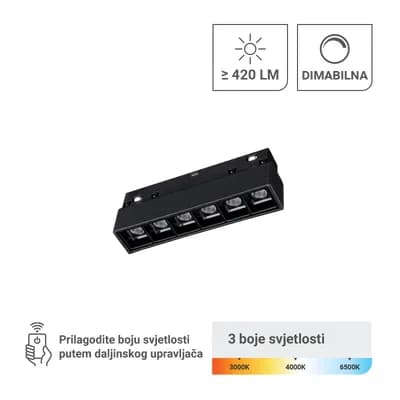 LED magnetna svjetiljka Green Tech 6W, 3CCT, IP20, OSRAM LED, crna boja
