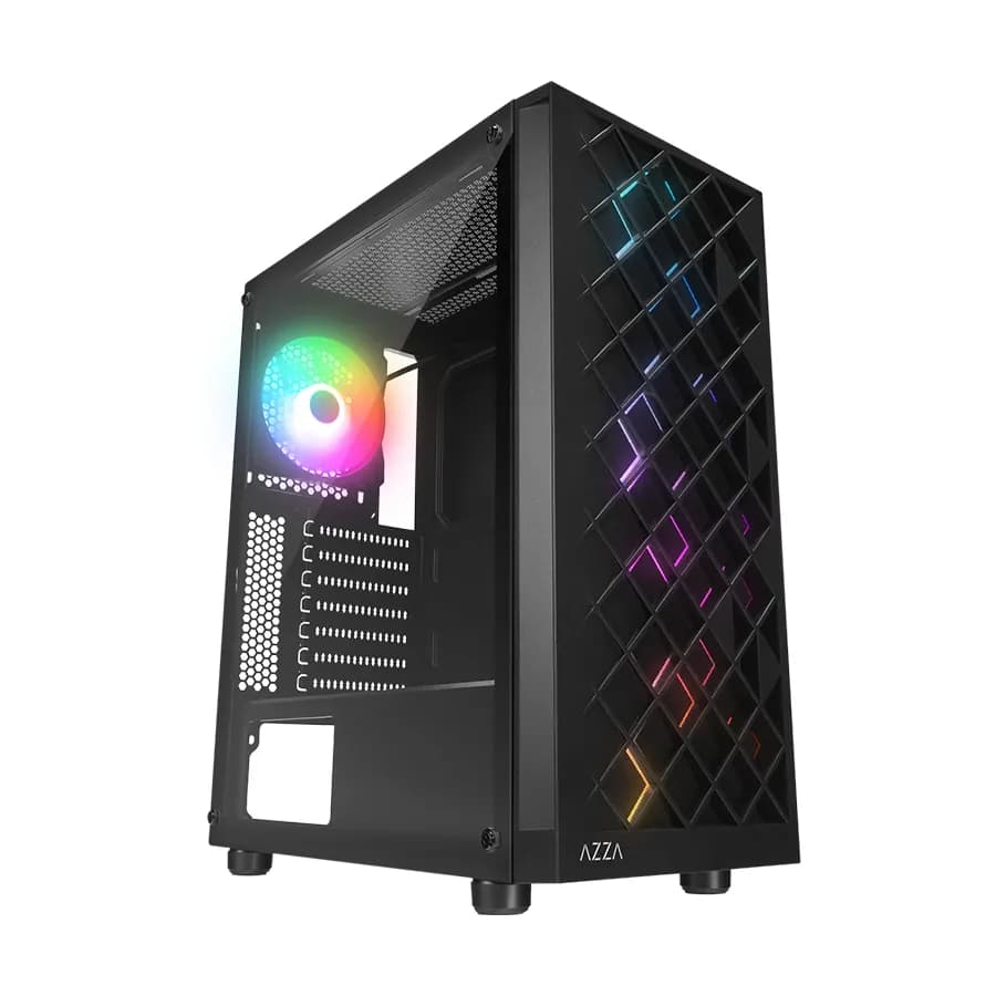 Kućište gaming RAMPAGE AZZA V1 Tempered Glass Black 3*12CM Black 1* 12CM ARGB Fan ATX Mid-T Gaming Player Case