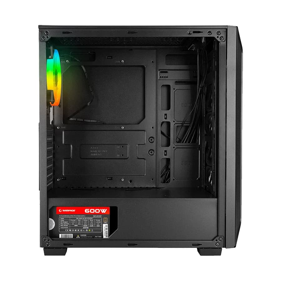 Kućište gaming RAMPAGE HYDRA V2 BLACK Tempered Glass Type-C+USB3.0 4*ARGB Infinity Fan+Hub E-ATX Exclusive Gaming, 39989