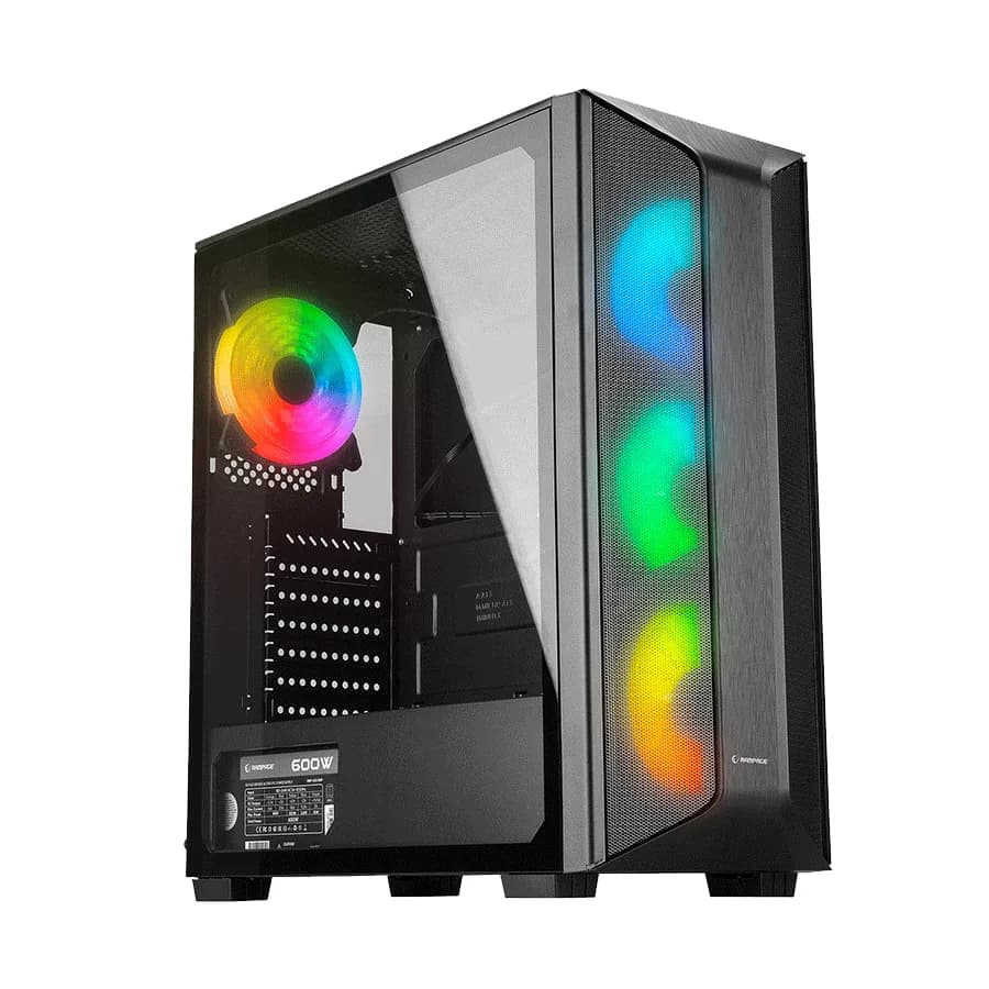 Kućište gaming RAMPAGE HYDRA V2 BLACK Tempered Glass Type-C+USB3.0 4*ARGB Infinity Fan+Hub E-ATX Exclusive Gaming, 39989