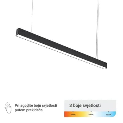 LED linearna svjetiljka Green Tech 40W, 3CCT, IP40, 120 cm, crna boja